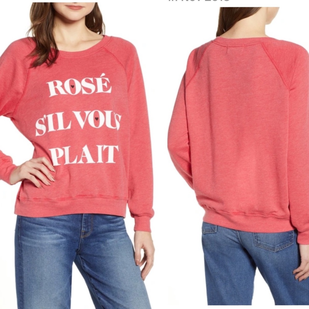 Wildfox Rosé S’il Vous Plait Scarlet Crewneck Sweater